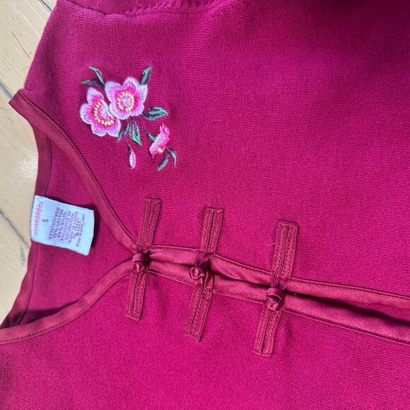 Vintage GYMBOREE Embroidered Cherry Blossom Frog Button Cardigan Sweater Size 5 - Picture 3 of 10